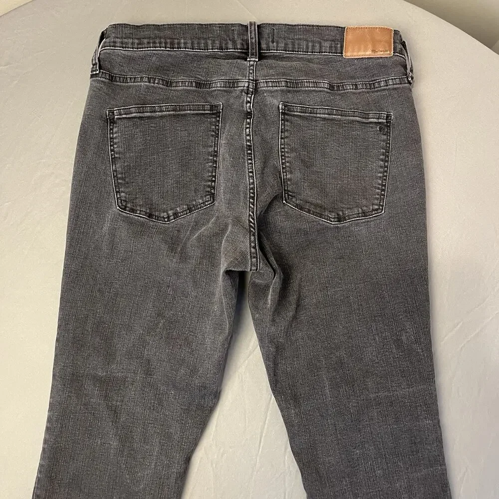 Madewell Jeans Women 31 Curvy 9" High-Rise Skinny Black Faded Freyed Hem Stretch - Picture 3 of 10